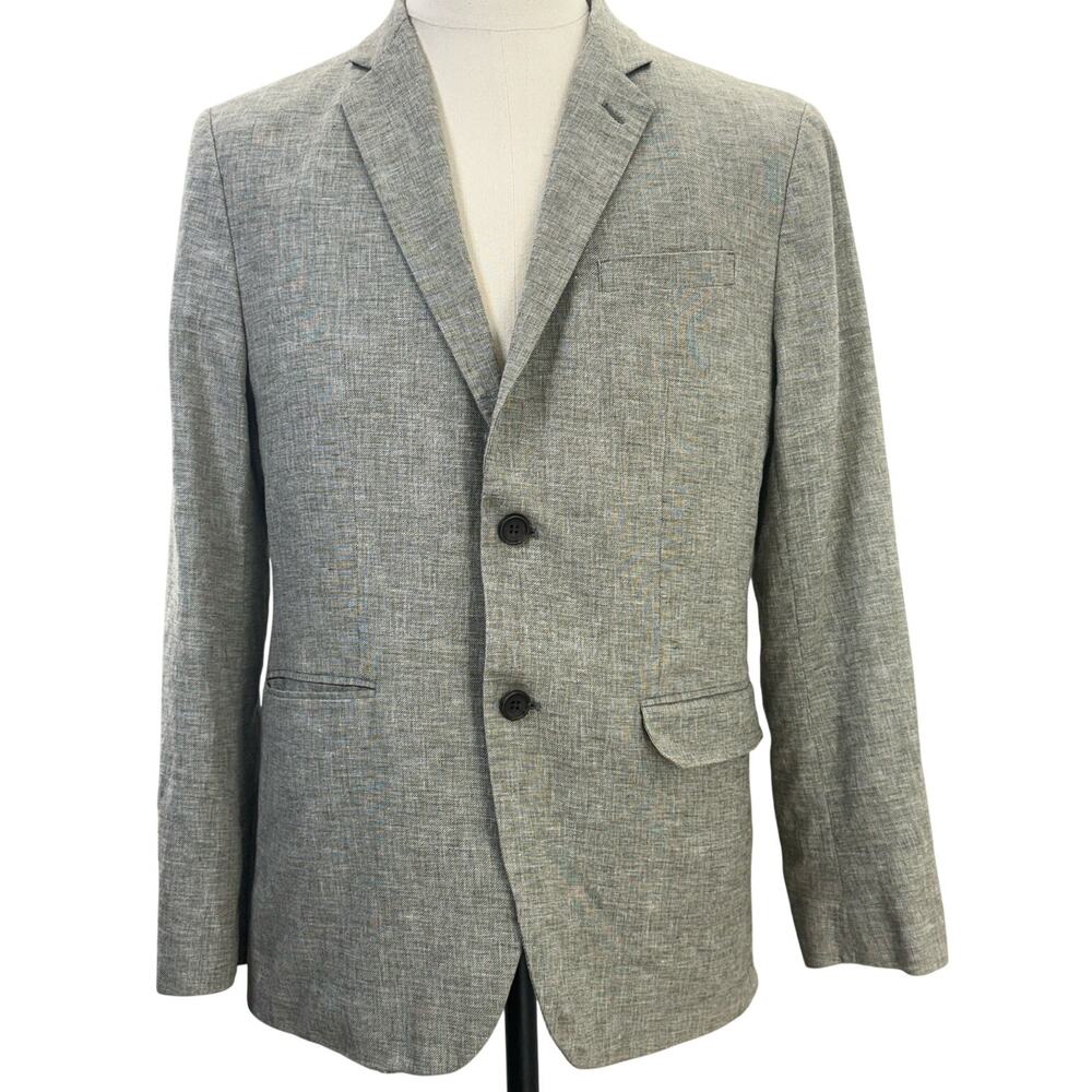 Banana Republic 42R Linen Cotton Sport Coat Blazer Gray Textured